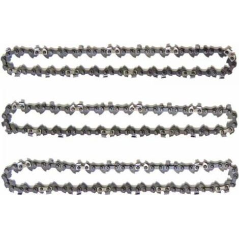 Lot de 3 Chaînes d'Élagueuse sur Perche pour Guide-Chaîne de 10" (25 cm). 40 Maillons d'Entraînement. Faible Rebond. Compatibles avec Black & Decker. Ryobi. Ferrex. Primaster et autres (1/4)