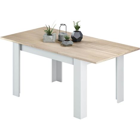 Table à Manger Extensible L140/190 cm - Blanc/chêne (1/5)