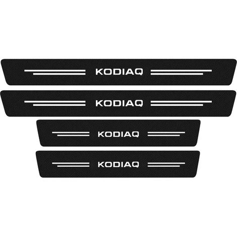 (4 pièces pour Kodiaq) 4 autocollants de protection en cuir et fibre de carbone pour seuils de porte de voiture Skoda Kodiaq NS7 Accessoires décoratifs pour la protection des pédales et des seuils de  (1/3)