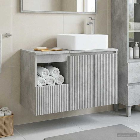 Beyamis Ensemble de meubles de salle de bain 2 pièces Gris béton (1/5)
