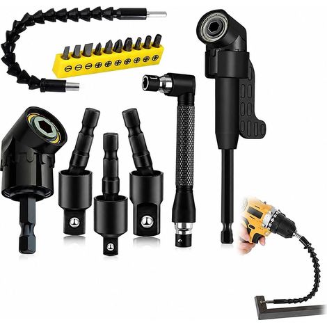 Set di cacciaviti angolari da 17 pezzi: punte universali, strumenti di riparazione e installazione per aree difficili da raggiungere, 10 punte per metallo + 3 adattatori + 1 braccio flessibile + 3 cac (1/5)
