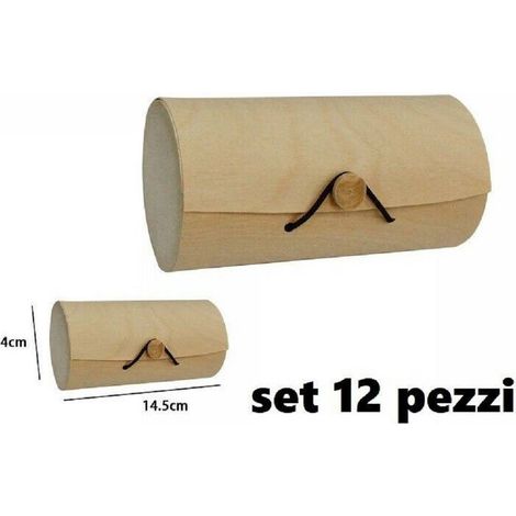 TrAdE Shop Traesio - Set 12 Scatole Box Astuccio In Legno Decoupage Portagioie Cofanetto 53485a -