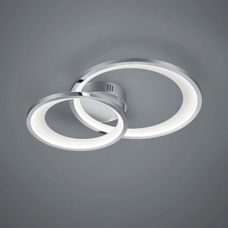 Plafonnier LED salon salle à manger lampe spot anneaux argent SWITCH DIMMER (1/5)