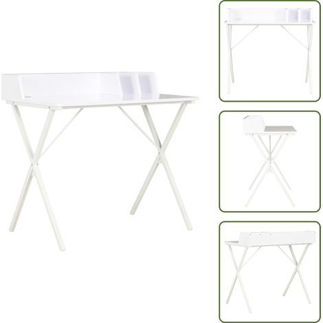 Bureau Blanc 80x50x84 cm - Bureau D'angle - Bureau Blanc - Bureau Compact - Bureau Ergonomique - Meuble De Bureau (1/5)