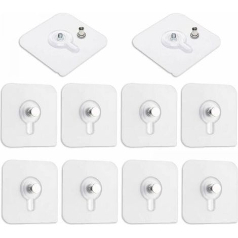 Set of 10 Adhesive Picture Hangers Without Drilling, Transparent Adhesive Frame Attachment for Hanging Photo Frames, Mirrors, Wall Art, Decorative Lights, No Hole (1/5)