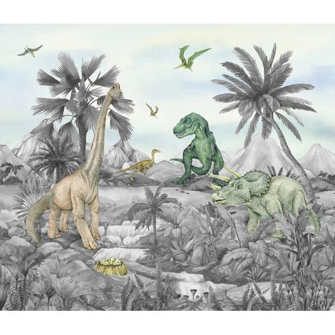 Rideaux Dinosaures noir et blanc - 2 pièces - L180 cm x H 160cm (1/2)