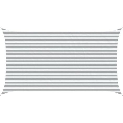 Voile d'ombrage gris clair et blanche, 4,5 x 2,5 mètres (1/5)