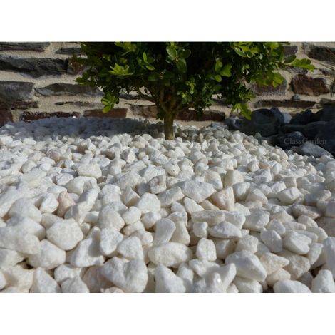 weiß glänzender Kies 8-12 - Pack 25 M² - 50 Säcke - 1000 kg