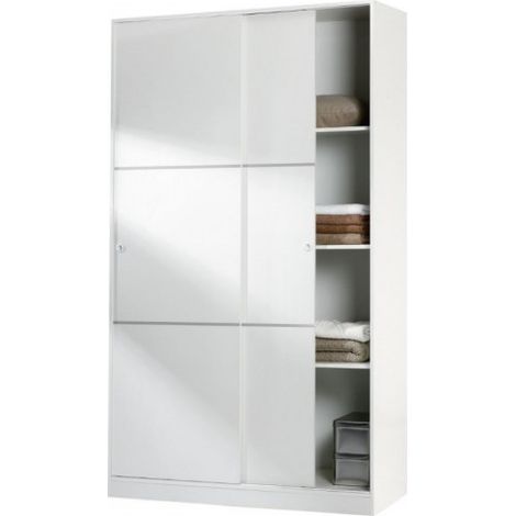 Kleiderschrank mit 2 Schiebetüren Cm 120 x 50 x 200 Weiß Kit