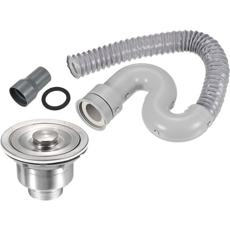 Kit de vidange d'évier Sourcing Map, tuyau flexible réglable avec joint d'étanchéité pour cuisine et (1/5)