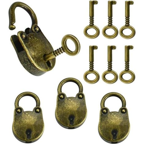 3-Piece Vintage Zinc Alloy Padlocks, 35 x 21 cm Bear-Shaped Rust-Proof Mini Vintage Padlocks, Sturdy with 6 Keys for Small Luggage (1/4)