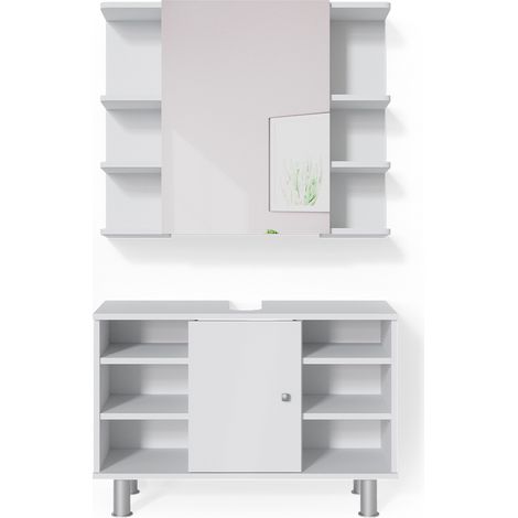 Badmöbel-Set Fynn, Weiß, 2 Teile, Unterschrank 80 cm, Vicco