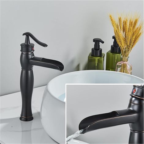 Bronze Noir Robinet De Salle de Salle De Salle De Robinet Robinet Chaud Mélangeur à Eau Chaude Mélangeur de Grue de Grue Monnaie montée à Pied Simple Tap Tap Bassin Robinets(Black Brozne C) (1/5)