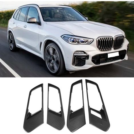 Garniture de poignée de porte intérieure en ABS style fibre de carbone pour BMW X5 G05 2019 (non chauffante) (1/5)