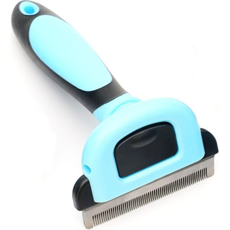Pet comb for removing loose hair, dog hair removal knife, thinning comb, fine-tooth stainless steel comb (medium blue, 58 teeth) (1/5)