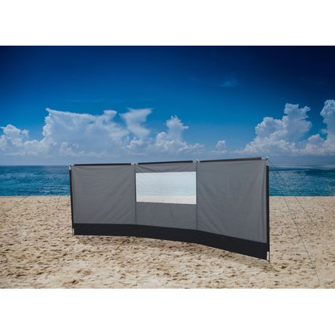 4M Deluxe Windbreak With Clear Window & Top Poles (Windbreaker Steel Poles Camping Caravan)