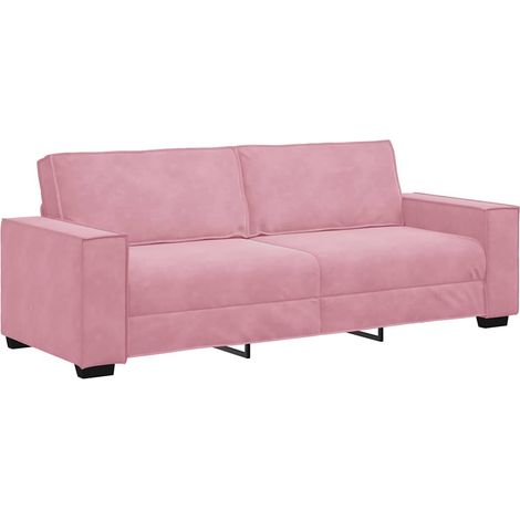 Divano a 3 Posti Sofa rosa 220x78x84 cm in Velluto (1/5)