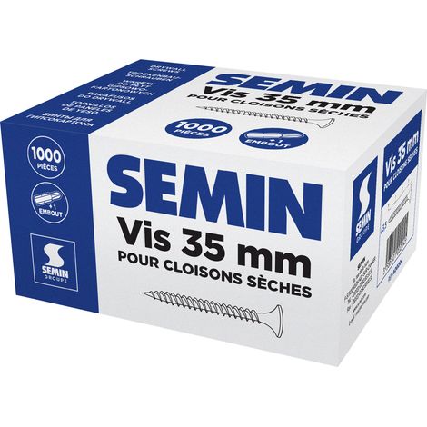 Vis auto perceuse Semin pour la Fixation des plaques de pâtre sur l'ossature - intérieur - 35 mm - boIte de 1000 pièces