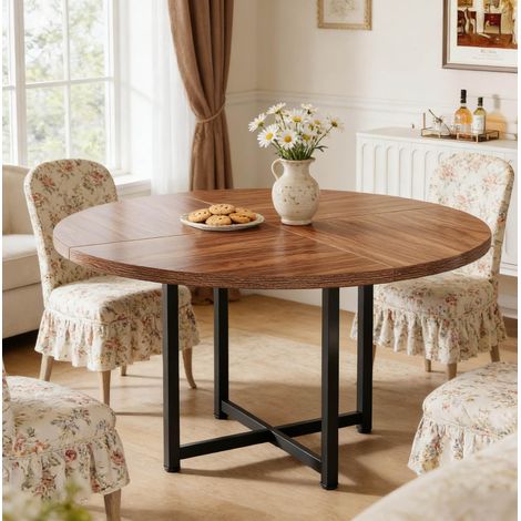 Runder Esstisch 120 cm aus Holz und Metall, schwarz-braun OKMYHOME (1/5)