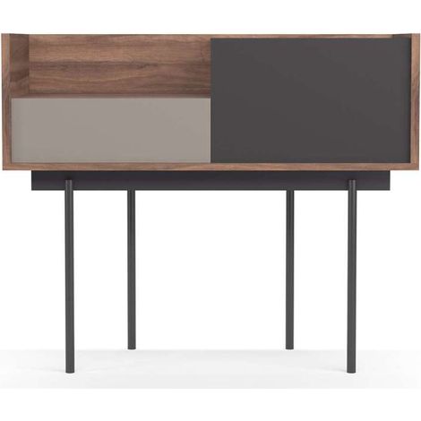 Recibidor modelo 671 acabado nogal combinado con arena y grafito, 84cm(alto)  98cm(ancho) 31cm(prof.) (1/4)
