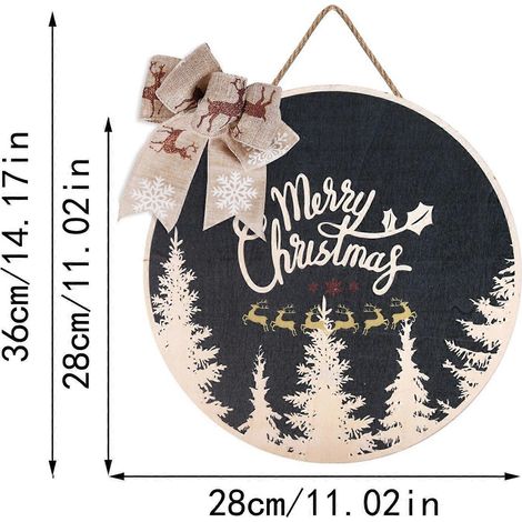 Türkranz (1 Stück) – Weihnachtliche Holzdekoration – Weihnachtliche Wanddekoration – Willkommensschild aus Holz – Dekorative Schleife aus künstlichen Blättern (1/3)