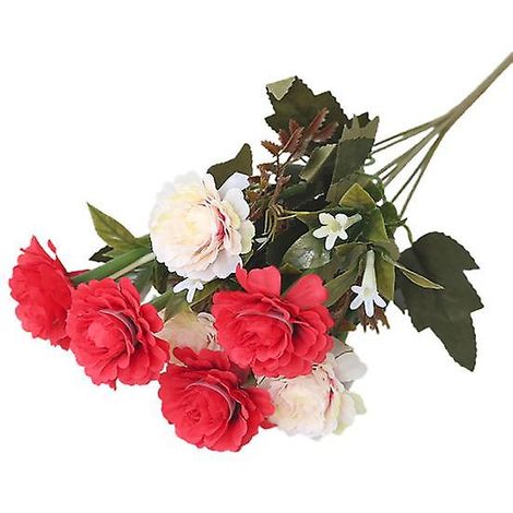 branche de pivoine artificielle en soie synthétique, souple, belle, résistante aux intempéries et élégante, idéale pour les cadeaux d'invités.rouge (1/5)