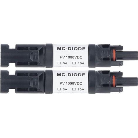 MC-D 2er-Pack Solar-PV-Steckverbinder 1000V Integrierte Verpolungsschutzdiode IP68 Wasserdicht für Solarmodulanschluss (20A)