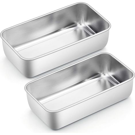 Lot de 2 moules à pain rectangulaires en acier inoxydable pour pain, gâteau, toast, sain, facile à nettoyer et passe au lave-vaisselle, 2214.56.5cm (1/5)