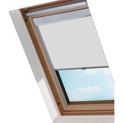 Randaco Dachfensterrollo Verdunkelungsrollo Thermo Skylight Thermo Sonnenschutz Blickdicht Stoff - S06 Grau - für VELUX Dachfenster