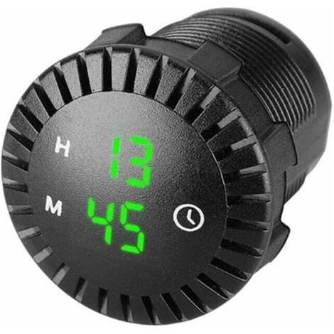 BUNTHAUS LED-Autouhr, Touchscreen-Uhr, wasserdichte digitale Autouhr, 12V/24V Mini-LED-Digitaluhr, Mini-Motorraduhr, 2,01 Zoll Durchmesser für Autos, Boote, SUVs