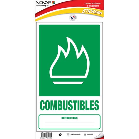 Panneau Dechets combustibles - Vinyle adhésif 330x200mm - 4000855