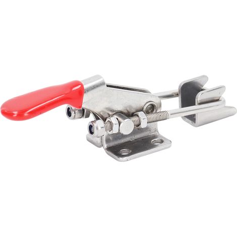 Attache à bascule rapide 304 inox auto-verrouillable type loquet boucle en U 163kg argent rouge GH 40323 SS WDC (1/5)