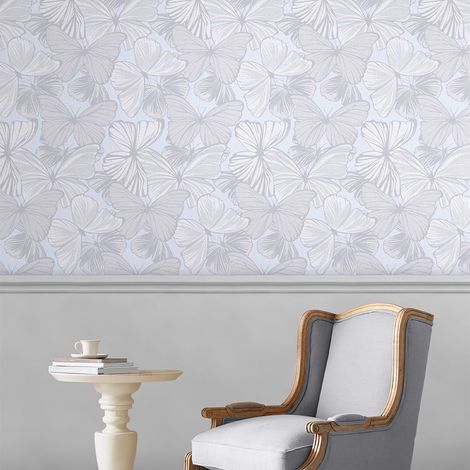 Papier peint intissé Laura Ashley Butterfly Garden Sugared 1005 x 52cm Gris (1/5)