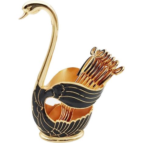Elegantes Kaffee-Dessertlöffel-Set im Schwanenstil A--