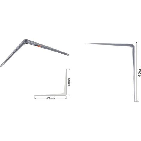 Trade Shop - Set 2pz Reggimensola Supporto Staffa Triangolo Mensola Metallo 40cm Grigio 91267 - (1/2)