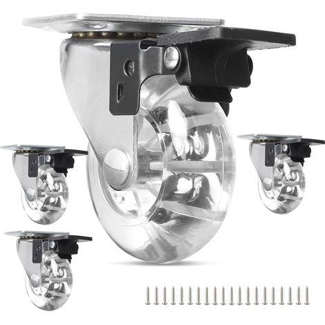 Roulettes Pivotantes 50 mm x4 – avec Frein, 360° Transparentes – Charge Lourde Jusqu’à 160 kg (1/5)