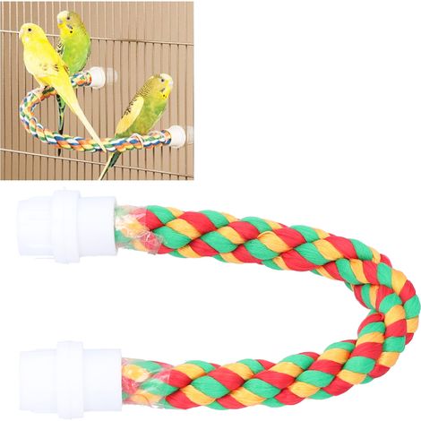 Perchoir en Corde de Coton en U Coloré pour Perroquets - Jouet à Mâcher et à Grimper