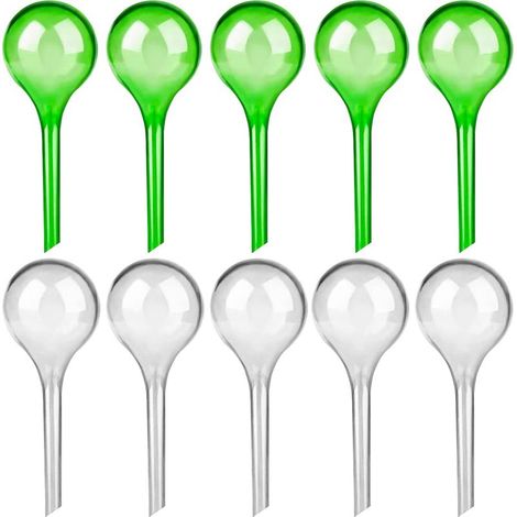 10 Pièces Boules d'Irrigation pour Plantes, Arrosage Goutte à Goutte Automatique pour Plantes, Système d'Arrosage pour Plantes d'Intérieur et d'Extérieur (Vert et Transparent) (1/5)