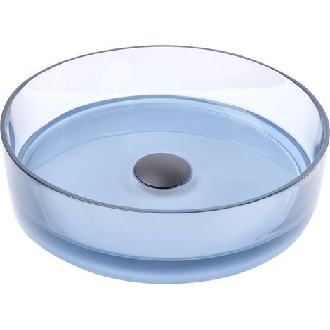 Comptoir de Salle de Bain Bassin de Lavabo Rond Semi Transparent 360 mm Bleu Clair Tolosa