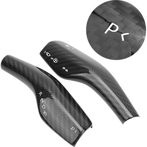 Carbon Fiber Trim Autour Commutateur Phares et Palettes de Vitesse pour Tesla Model 3/Y 2017-2020 Noir (1/5)