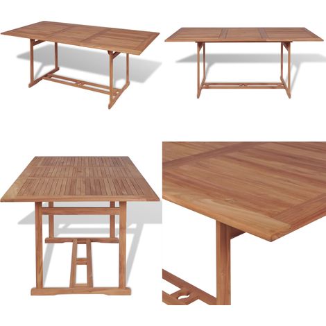 Mesa de jardín de madera de teca maciza 180x90x75 cm - Mesa de comedor exterior - Madera de teca