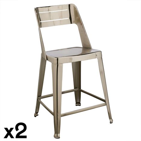 Chaise de bar design chrome (lot de 2) HELSINKI (1/3)