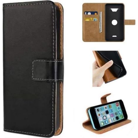 Etui Coque Crosscall Core X4 - Noir en PU Cuir avec protection antichoc Support fonction Pochette téléphone (1/5)