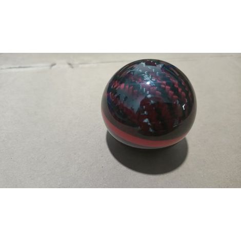 MUGEN Carbon Fiber Gear Shift Knob - Carbon fiber gear shift knob for 5/6 speed manual transmission - Business gift - Black and red, unmarked - Stitched (1/4)