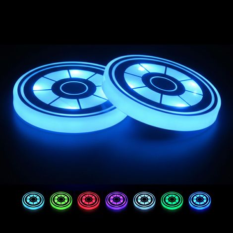 Luce LED per portabicchieri auto, 3 modalità e 7 colori, ricaricabile con sensori di luce e vibrazione (2 pezzi)