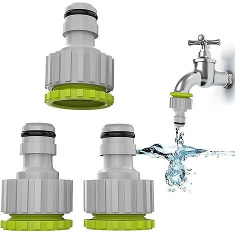 Connecteur de robinet 2 en 1 - Lot de 3, connecteur de robinet de jardin 1/2 pouce et 3/4 pouce Connecteur de robinet, ensemble de connecteurs de tuyau pour l'irrigation du jardin (1/5)