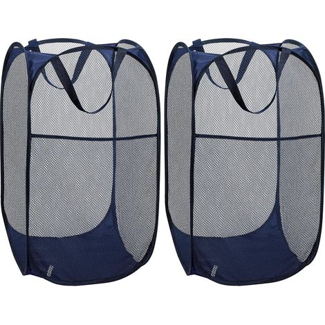 Panier À Linge Pop-Up - Maille Respirante - Cadre Flexible Pliable - Poignées Robustes - Pour Chambre D'Enfant Ou Dortoir - Lot De 2 (1/5)