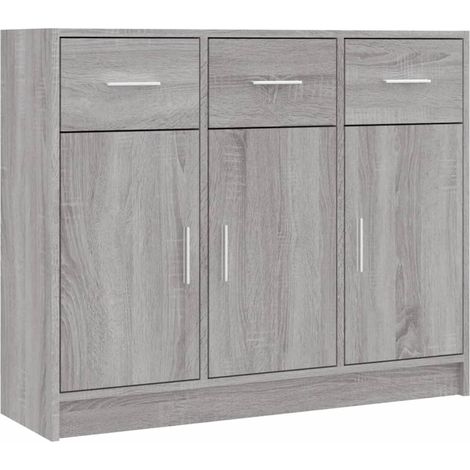 Credenza buffet cassettiera mobile contenitore organizer cucina soggiorno salonsonoma 91 x 28 x 75 cm pannelli compositi grigio 020036555