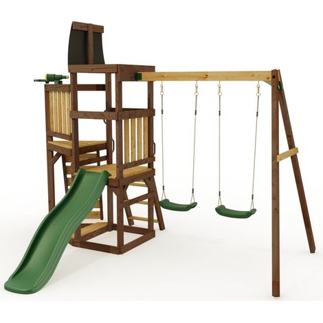 Rebo Wildwood Galleon Climbing Frame with Double Swing and Wave Slide (1/5)