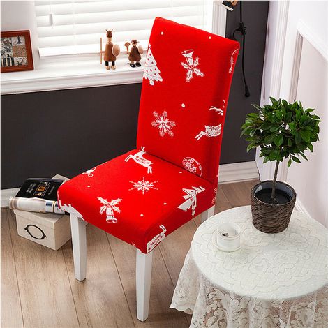 Housses de Chaise de Salle à Manger,Moderne Élastique Couverture de Chaise Durable Housse Chaise Extensible pour Décoration de Mariage,Hôtel,Restaurant  Rouge fauve de Noël (1/3)